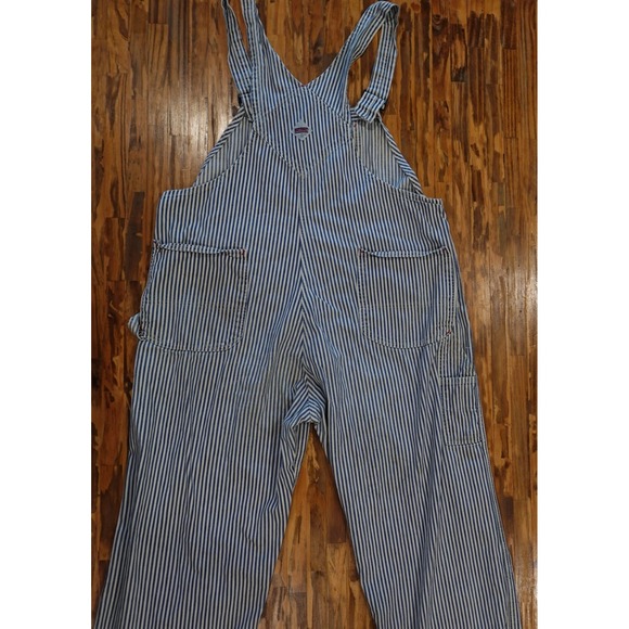 BIG MAC Overalls Bibs Men 44x30 Act 42x27 Conductor Mechanic Stripe WorkWear USA - Picture 14 of 16